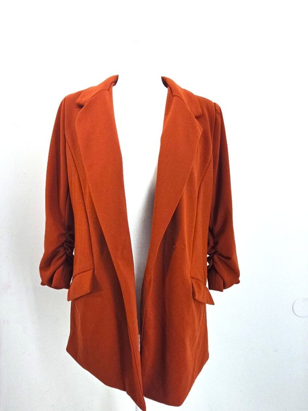 Skies are Blue Burnt Orange Open Front Blazer Jacket Women Size M